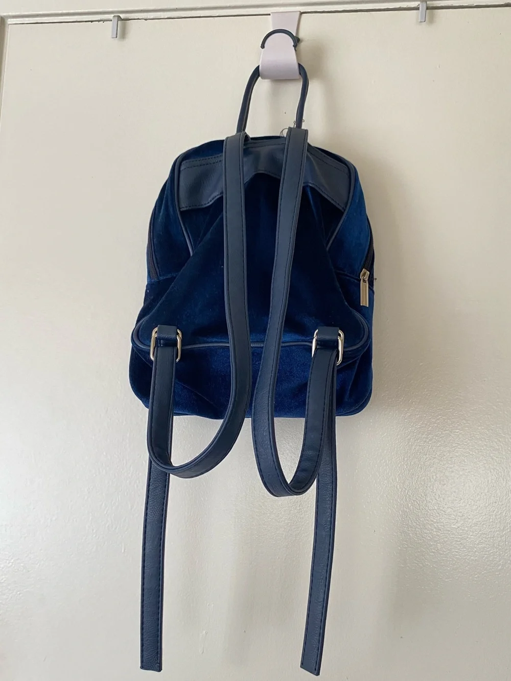 Navy Blue Velvet  Backpack